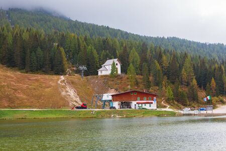 Misurina lake magnificent surroundings of the Dolomites in Italy, Europeの写真素材