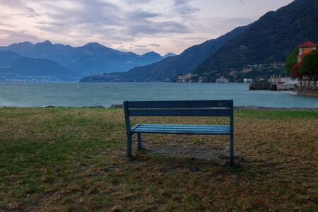 Sunset on the beautiful Lake Como in Italy, Europeの写真素材
