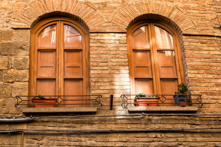 House details, narrow streets of Volterra  town in Tuscany, Italy, Europeの写真素材