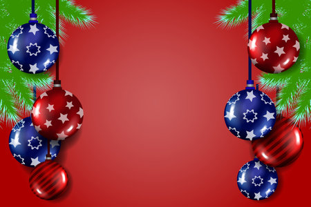christmas tree ball background. blue and red ballのイラスト素材