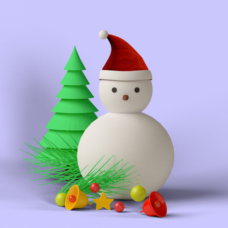3d render christmas snowmanの写真素材