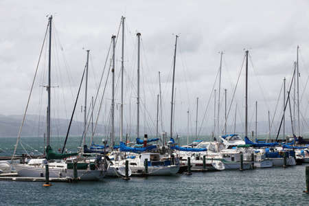 Sailboats in the harbour of Wellingtonの写真素材
