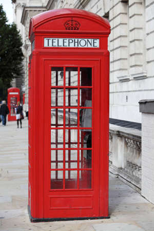 Red telephone booth in Londonの写真素材