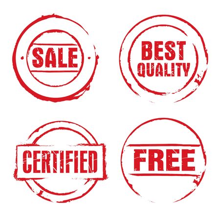 Set of red grunge stamps.のイラスト素材