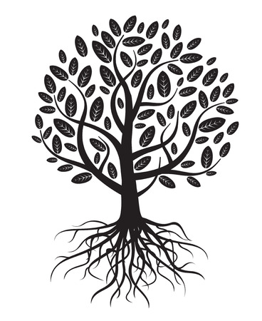 Vector tree with roots and leafs.のイラスト素材