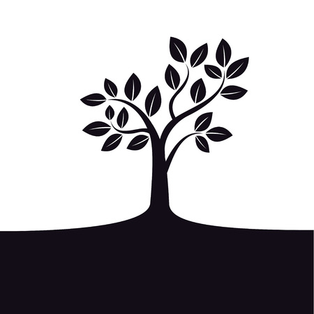 Black vector plant or treeのイラスト素材