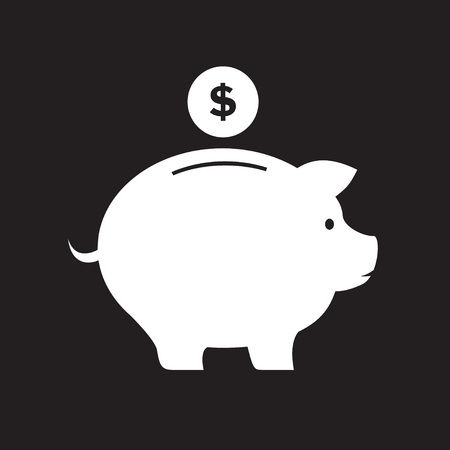 White piggy bank and coinのイラスト素材