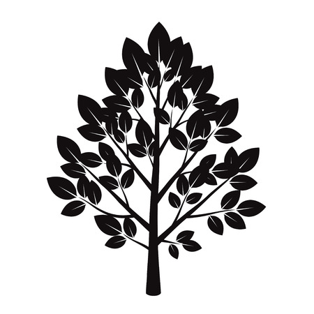 Black Tree and Leafs. Vector Illustration.のイラスト素材