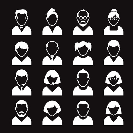 Collection of White Human Icons. Vector Illustration.のイラスト素材