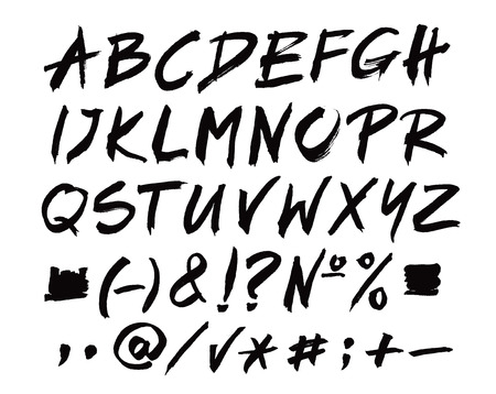 Black handwritten font. Vector Illustrations.のイラスト素材