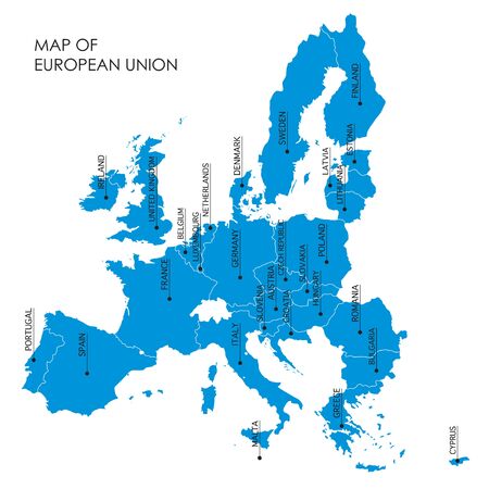 blue map of the European Unionのイラスト素材