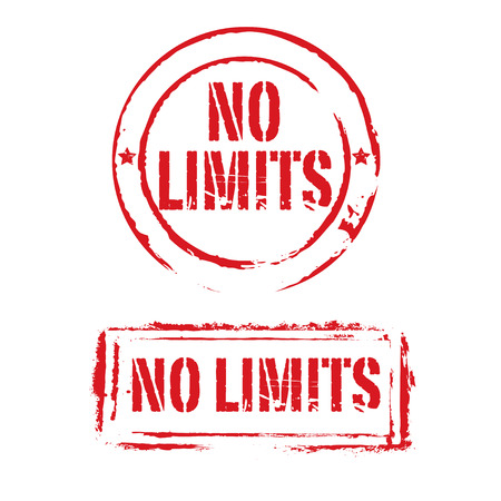 Set of red grunge stamps and text NO LIMITS. Collection icons.のイラスト素材