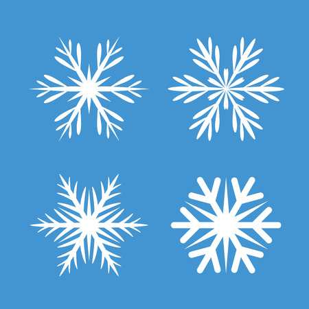 Collection Of White Snowflakes. Vector Icons and Graphic Elements.のイラスト素材