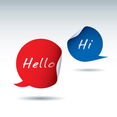 Color vector stickers HELLO, HIのイラスト素材