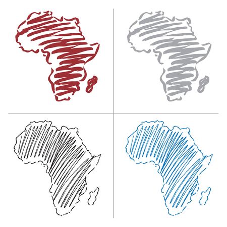 Color drawing Map of Africaのイラスト素材