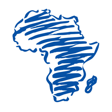 Blue drawng Map of Africaのイラスト素材