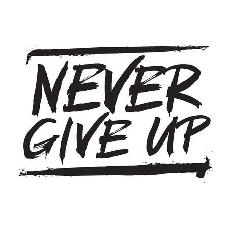 Hand drawing text Never Give Up. Vector Illustration.のイラスト素材