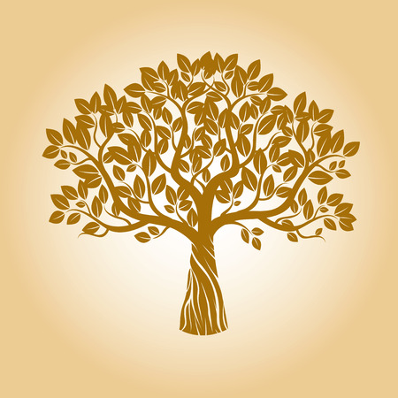 Golden Tree and Background. Vector Illustration.のイラスト素材