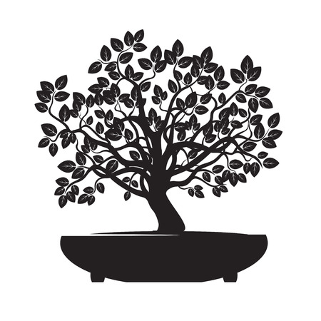 Black Bonsai Tree. Vector Illustration.のイラスト素材