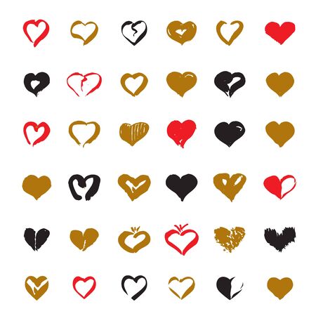 Set of drawing Hearts. Color Vector Icons.のイラスト素材