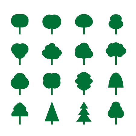 Set of green trees. Vector Illustration and graphic elements.のイラスト素材