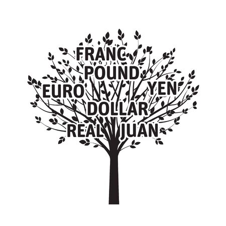 Black Tree and Currency. Vector Illustration.のイラスト素材
