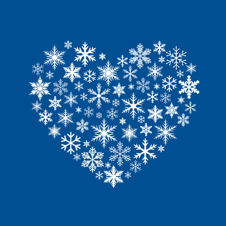 Sign of Heart and White Snowflakes. Vector Illustration.のイラスト素材