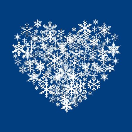 Sign of Heart and White Snowflakes. Vector Illustration.のイラスト素材