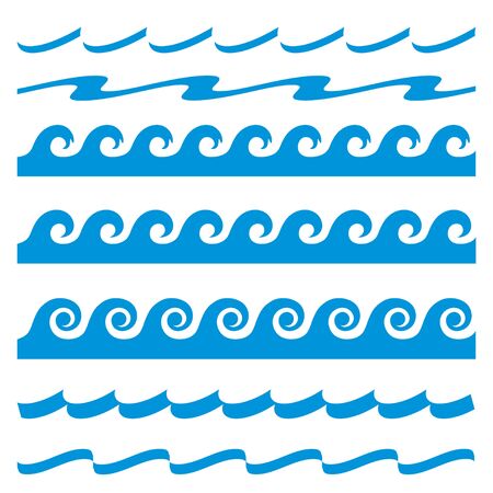 Set of Blue waves. Vector Illustration.のイラスト素材