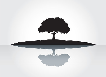 Shape of Black Tree and Shadow. Vector Illustrationのイラスト素材