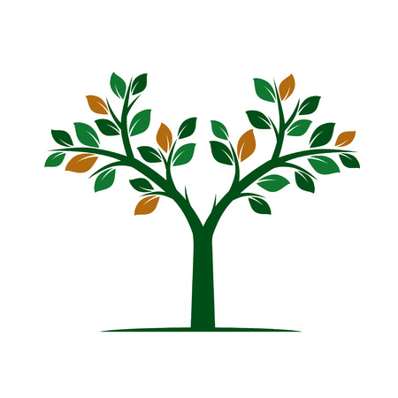 Green Tree with Leafs. Vector Illustration.のイラスト素材
