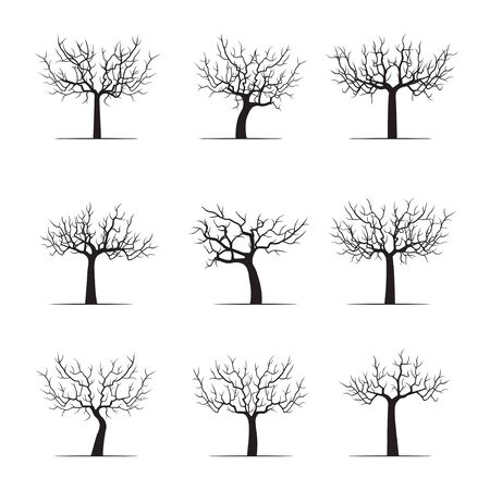 Set of Black Trees. Vector Illustration.のイラスト素材