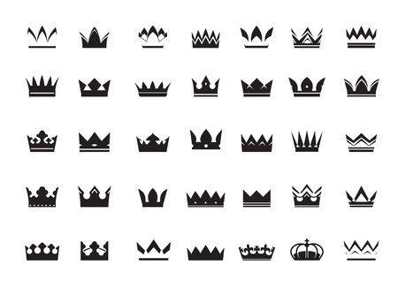 Set of black vector crowns and iconsのイラスト素材