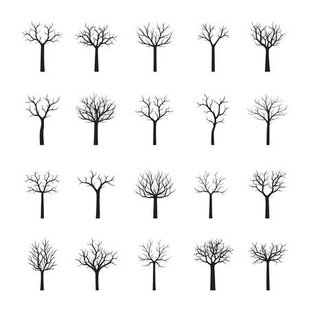 Collection of Black Trees. Vector Illustration.のイラスト素材