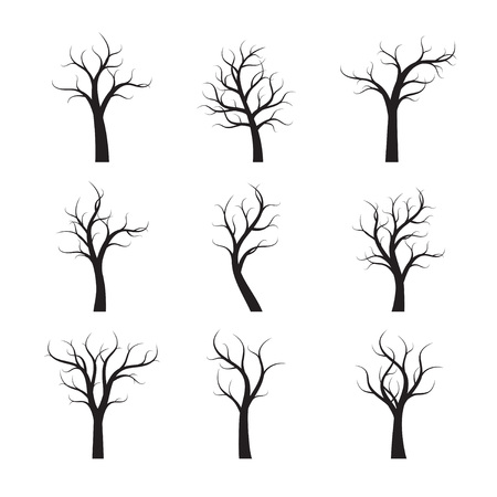 Set of black Treesのイラスト素材