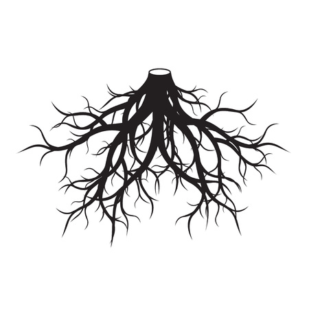 Black Roots Tree. Vector Illustration.のイラスト素材