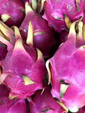 Dragon fruit on street market in Thailandの写真素材