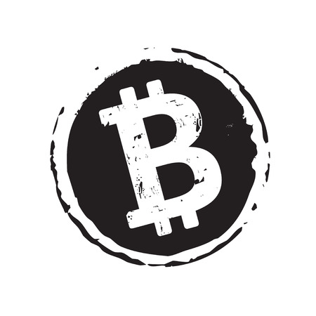 Black stamp and bitcoin icon. Vector Illustration. Business and finance.のイラスト素材