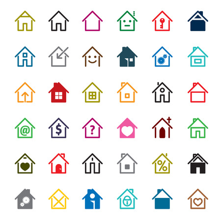 Set of color house and home icon. Vector Illustration.のイラスト素材