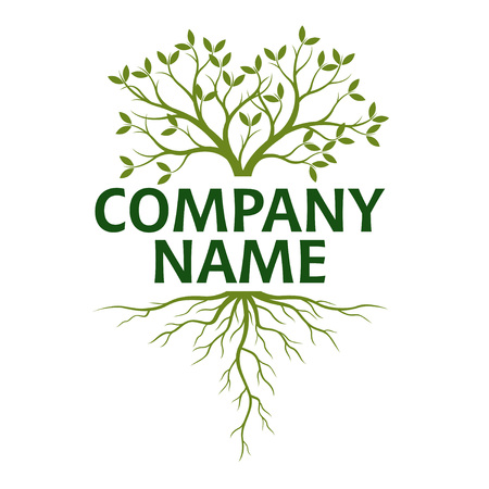 Tree with Leaves and Roots. Vector Illustration. Company name. Plant and Garden.のイラスト素材