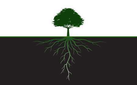 Black Tree with Leaves. Vector Illustration. Plant and Garden.のイラスト素材