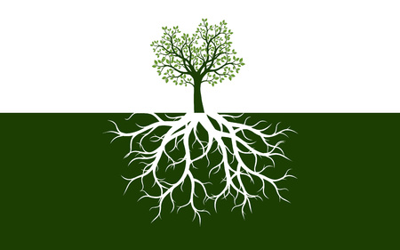 Tree with Leaves and Roots. Vector Illustration. Plant and Garden.のイラスト素材