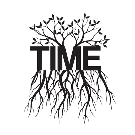 Tree with Leaves and Roots. Vector Illustration. Time. Plant and Garden.のイラスト素材