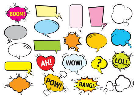 Set of color comic speech bubbles. Vector Illustration and graphic elements.のイラスト素材
