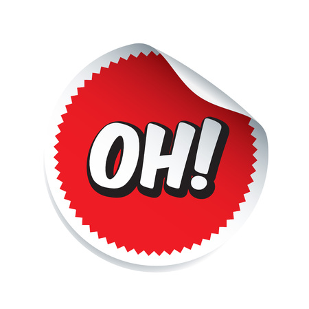 Red vector sticker and text OH. Outline illustration.のイラスト素材