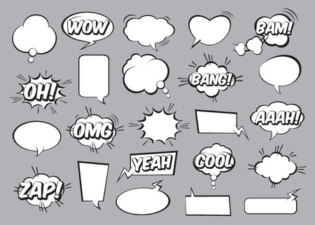 Set of comic speech bubbles. Vector Illustration and graphic elements.のイラスト素材