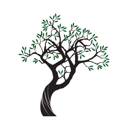 Black Isolated Olive Tree on white background. Vector Illustration and concept pictogram. Plant in garden.のイラスト素材