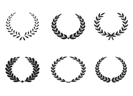 Set of vector Premium Laurel icons on white background. EPS Vector Illustration. Emblem and symbols.のイラスト素材