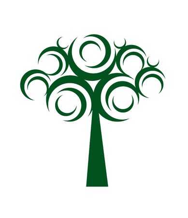 Spring decorative Tree of Life. Silhouette shape with Leaves. Vector outline Illustration. Plant in Garden. Royalty free vector object.のイラスト素材