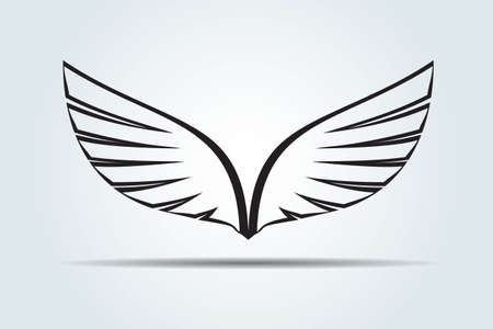 Double Wings. Vector Illustration and outline Icon.